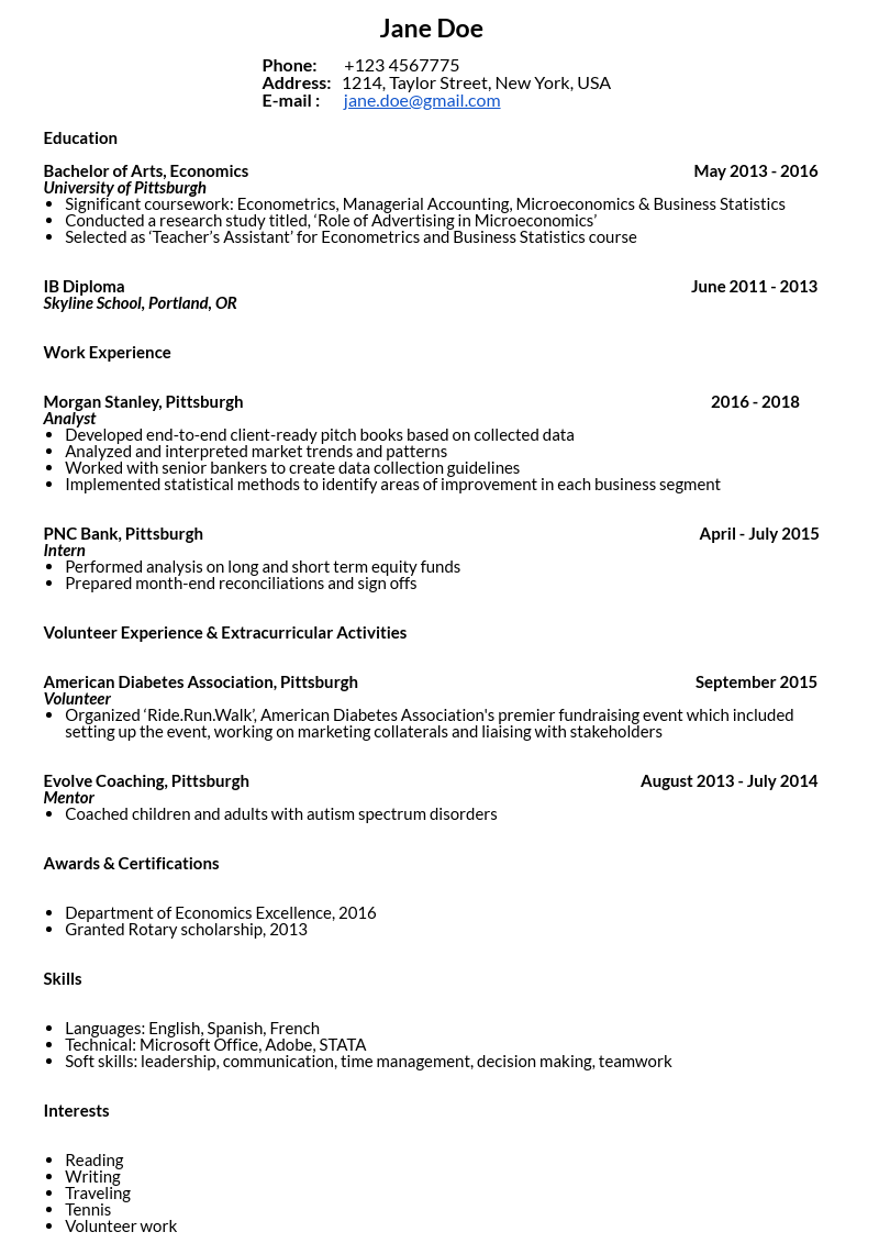 masters application resume example